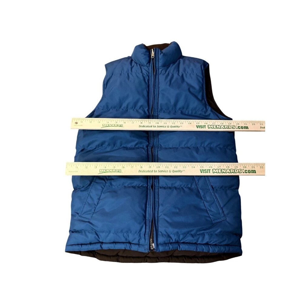 GapKids Puffer Vest Boys XXL Used Reversible Blue Brown - Picture 11 of 14